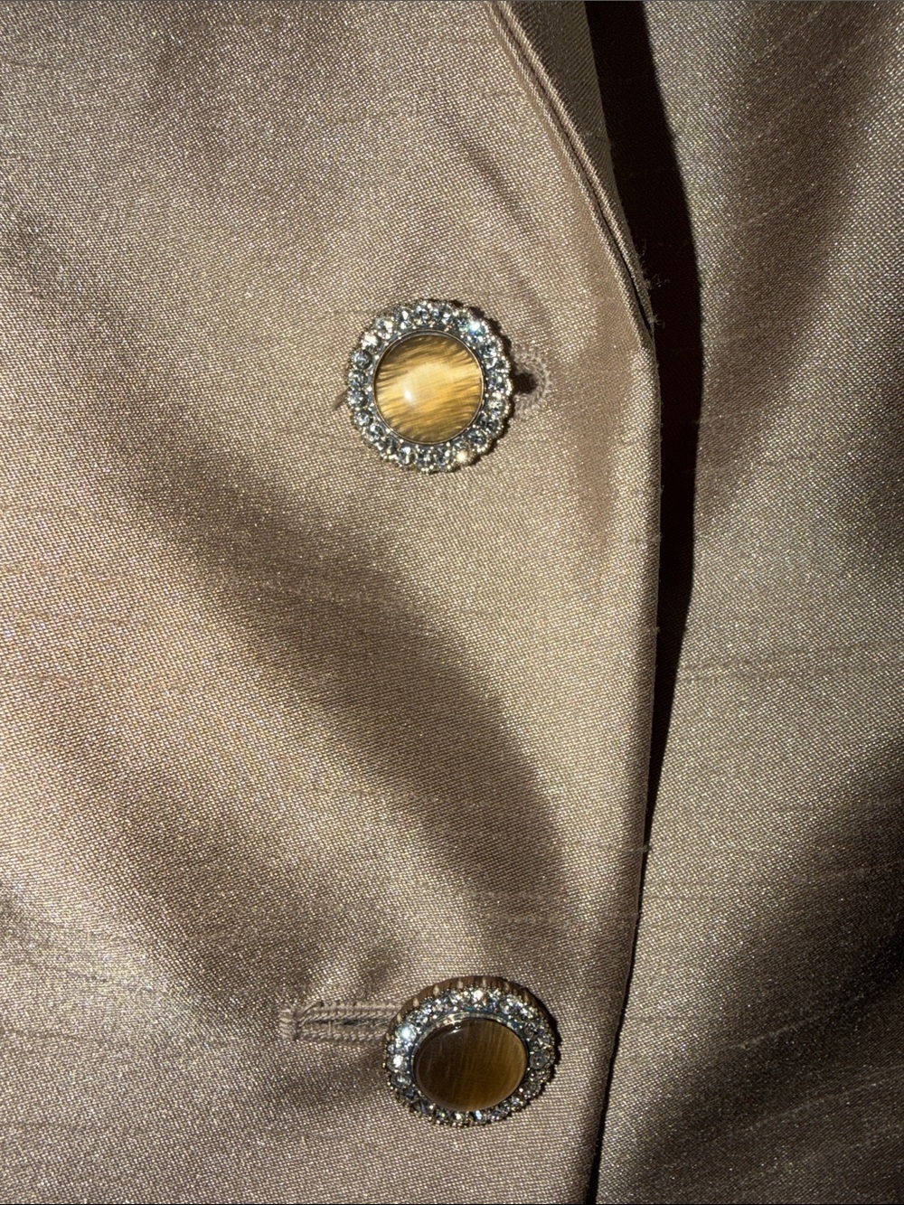John Meyer Women's Champagne Satin Pantsuit - Tailored Jacket & Pants - Picture 4 of 11